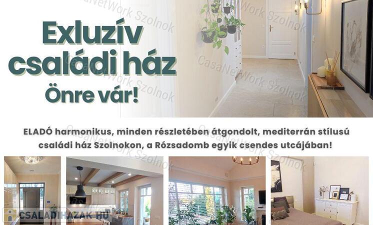 Eladó mediterrán stílusú, exkluzív családi ház Szolnok Rózsadombján                                 