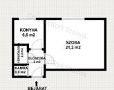 Eladó Martfű központjában egy egy szobás 33 m2- es földszinti lakás.