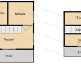 Szappanos-zugban eladó egy 35 nm-es, kétszintes, vízparti nyaraló