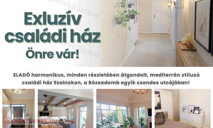 Eladó mediterrán stílusú, exkluzív családi ház Szolnok Rózsadombján