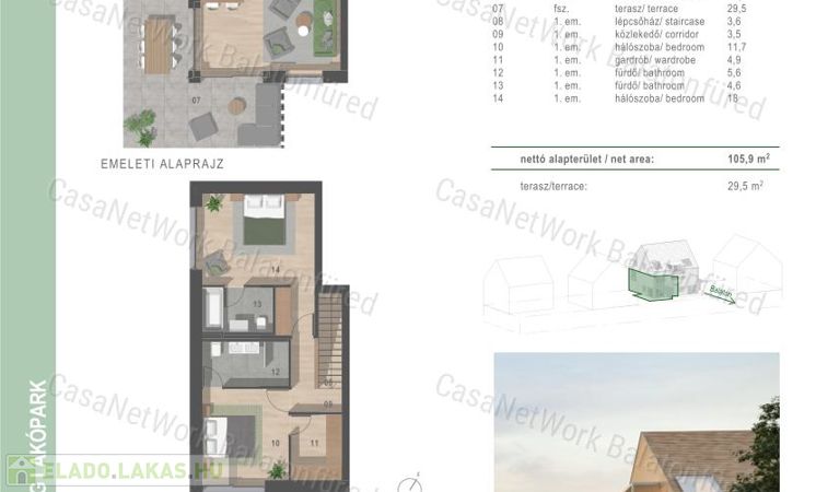 Új építésű luxus lakások - háromlakásos társasházban Balatonfüreden                                 